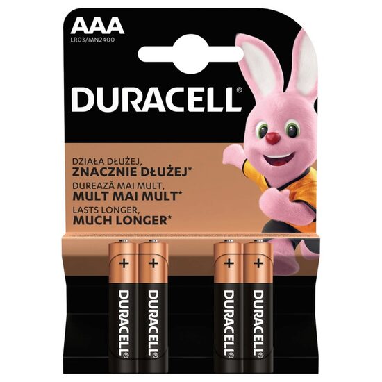 Baterii Duracell Basic AAA, 1 ⁠.5 V, pachet 4 bucăți, alcaline