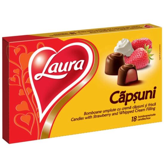 Bomboane Laura cu Căpșuni și Frișcă, 138g