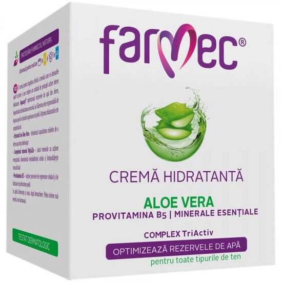 Cremă hidratantă cu Aloe Vera Farmec, 50 ml