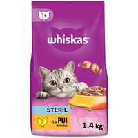 Hrană pisici Whiskas Sterile, Pui, 1.4 kg