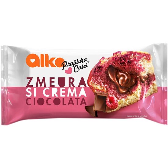 Prăjitură Alka zmeură, vanilie și cremă de ciocolată – 55 g