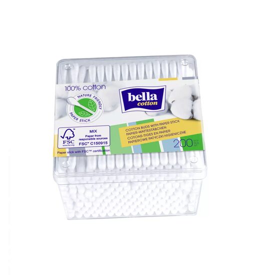 Bețișoare igienice Bella, 200 bucăți, cutie pătrată