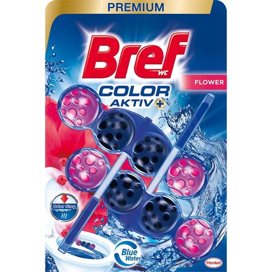 Odorizant toaletă Bref Blue Aktiv Fresh Flower 2x50g