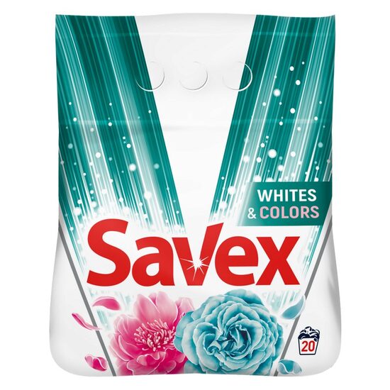 Detergent rufe pudră Savex, Whites & Color, 2 kg