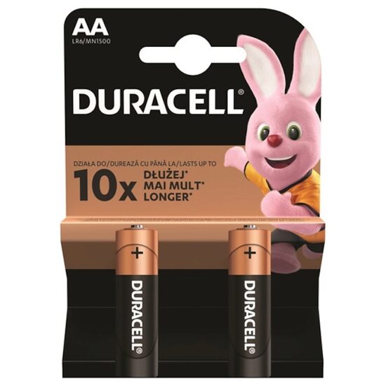 Baterii Duracell Basic AA, 1 ⁠.5 V, pachet 2 bucăți, alcaline