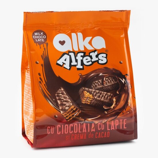 Mini napolitane Alfers cremă cacao cu glazură de ciocolată cu lapte – 180 g