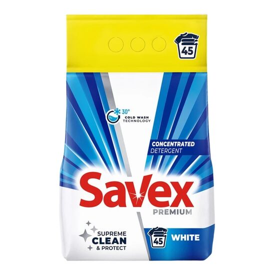 Detergent rufe Savex 2-în-1 Premium White, pudră 3,6 kg