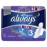 Absorbante Always Platinum Ultra Night, Mărimea 3, 6 bucăți