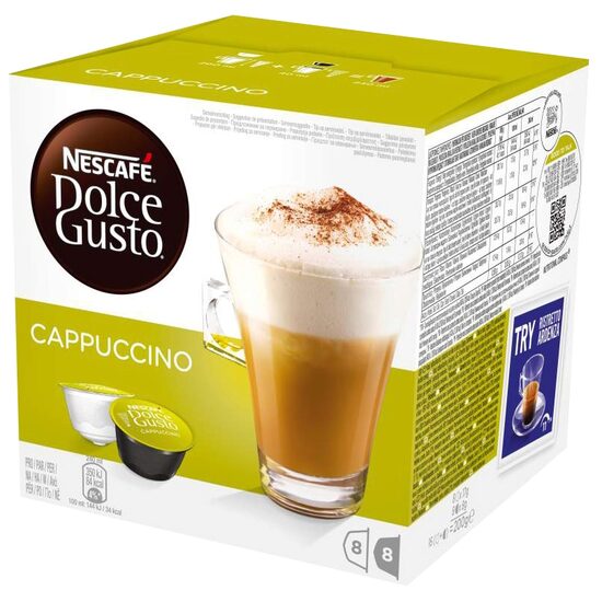Capsule Nescafé Dolce Gusto Cappuccino, 8 capsule cafea + 8 capsule lapte, 186.4 g