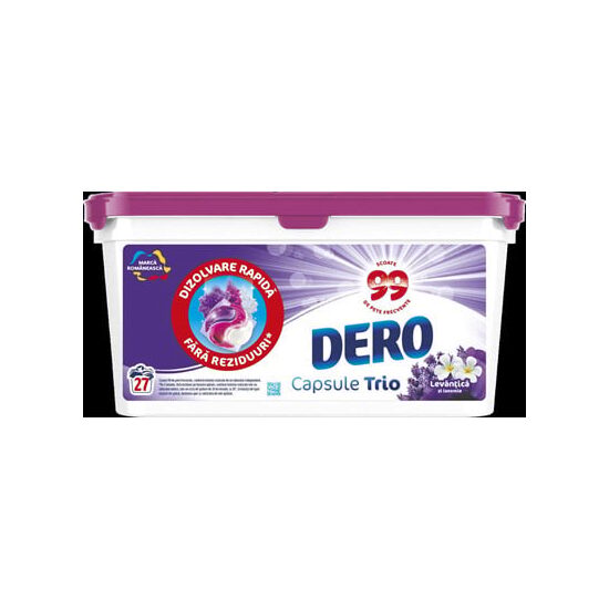 Detergent capsule Dero Trio Lavandă, 27×15.4 ml