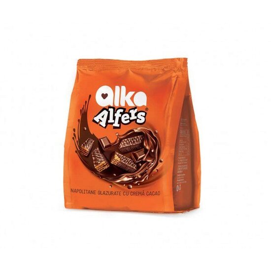 Mini napolitane Alfers cremă cacao cu glazură cacao – 180 g