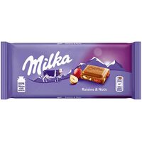 Ciocolată Milka cu Alune și Stafide, Tabletă 100g