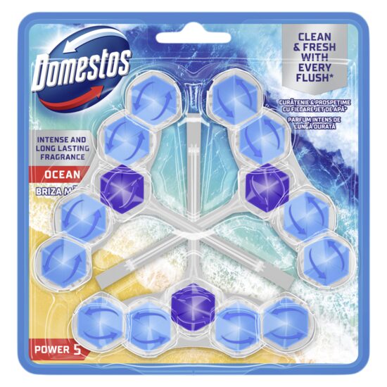 Odorizant toaletă Domestos Power 5, Ocean Fresh, 3 x 50g