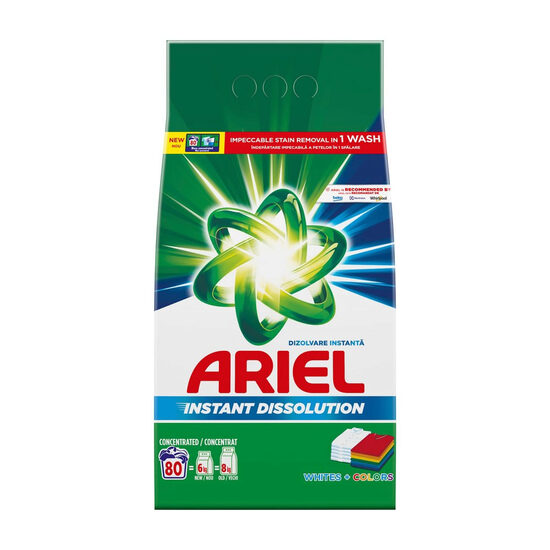 Detergent rufe pudră Ariel Automat, White & Colors, 6 kg