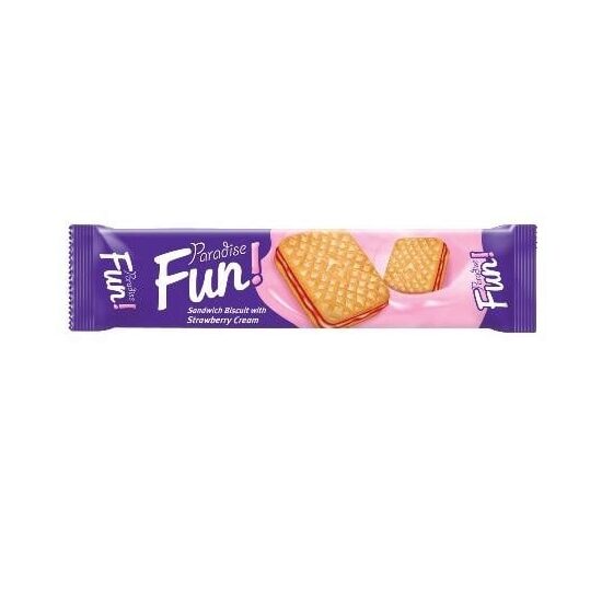 Biscuiți Paradise Fun, cremă Căpșuni, 60 g