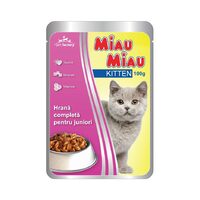 Hrană umedă pisici Miau Miau Kitten, gust de pui, 100g
