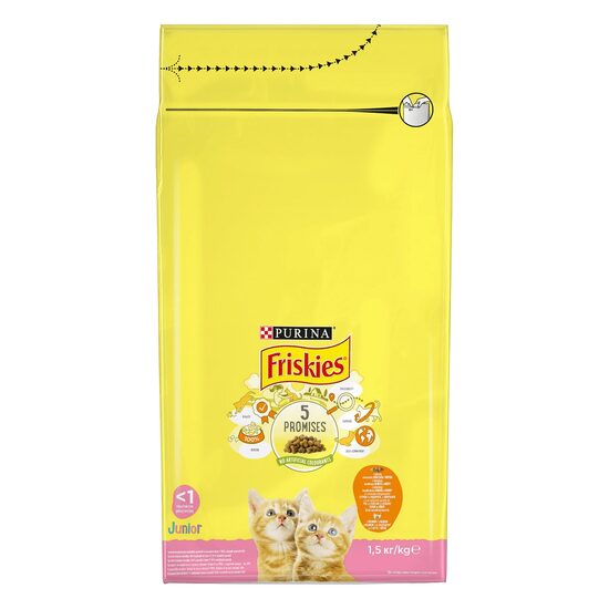 Hrană uscată pisici Friskies Junior, pui & legume, 1,5 kg