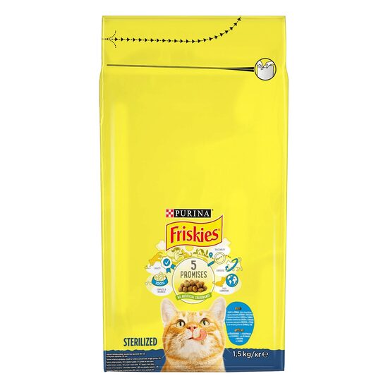 Hrană uscată pisici Friskies Sterilized, somon & legume, 1,5 kg