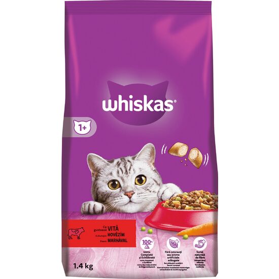 Hrană uscată pisici Whiskas, vită, 1,4 kg