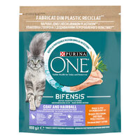 Hrană uscată pisici Purina ONE Coat & Hairball, pui, 800 g