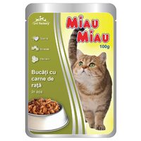 Hrană umedă pisici Miau Miau Rață în sos, 100g