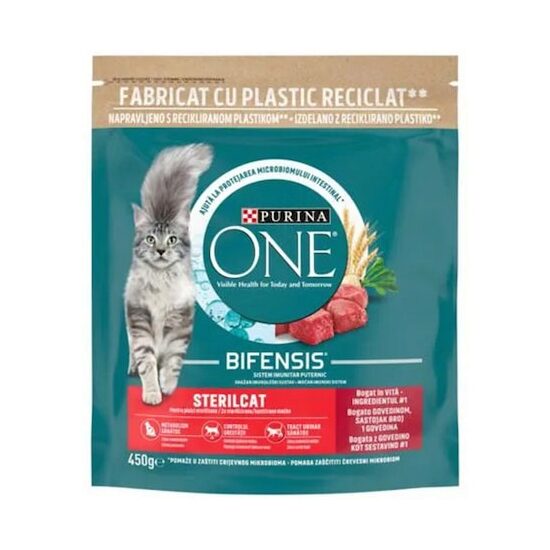 Hrană uscată pisici Purina One Sterilcat Vită și Grâu 450g