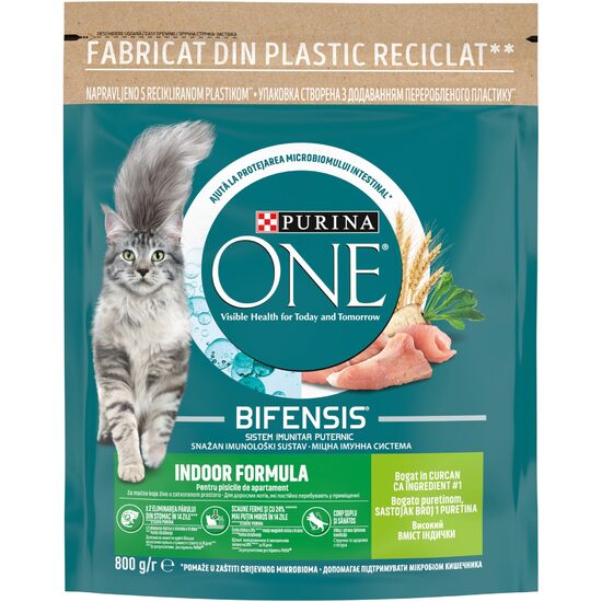 Hrană uscată pisici Purina One Indoor Curcan 800g
