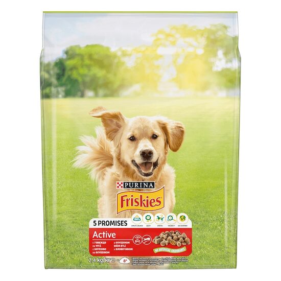 Hrană uscată câini Friskies Active, vită, 2,4 kg