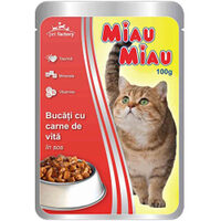 Hrană umedă pisici Miau Miau Vită în sos, 100g