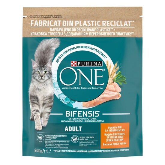 Hrană uscată pisici Purina One Adult Pui și Cereale 800g