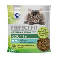 Hrană uscată pisici Perfect Fit Vitality, somon, 650 g