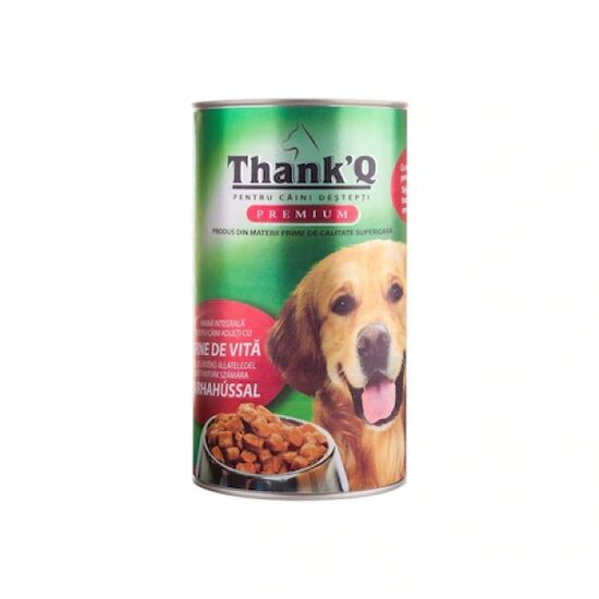 Hrană umedă câini ThankQ Premium, Vită, conservă, 1240g
