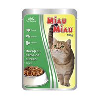Hrană umedă pisici Miau Miau Curcan în sos, 100g
