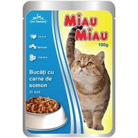 Hrană umedă pisici Miau Miau Somon în sos, 100g