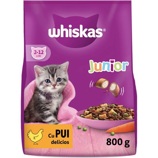 Hrană uscată pisici Whiskas Junior, pui, 800 g