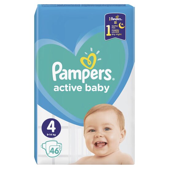 Scutece Pampers Active Baby, mărimea 4 (9–14 kg), 46 buc