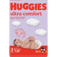 Scutece Huggies Ultra Comfort Mega, mărimea 3 (5–9 kg), 78 buc