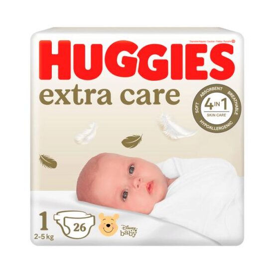 Scutece Huggies Extra Care Nr.1, 26 bucăți, 2–5 kg
