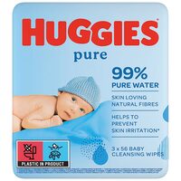 3X Șervețele umede Huggies Pure, 56 bucăți