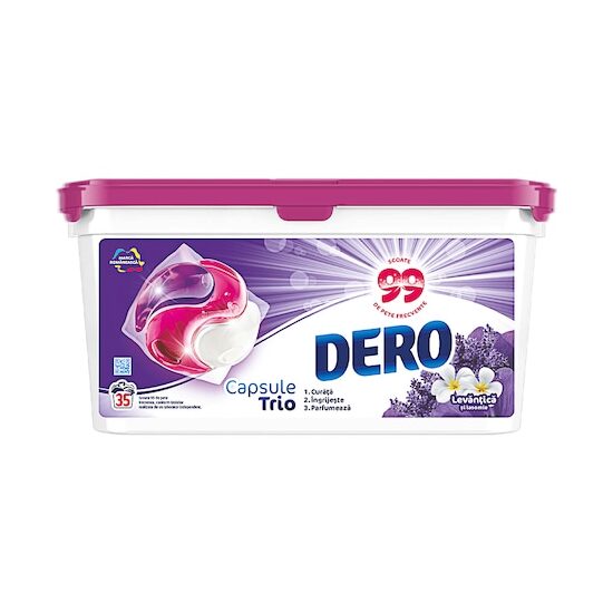 Capsule detergent Dero Trio Lavandă, 35 × 21,2 g