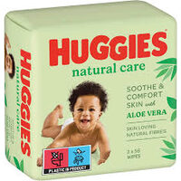 Șervețele umede Huggies Natural Care Triplo, 3x56 bucăți (168 bucăți)