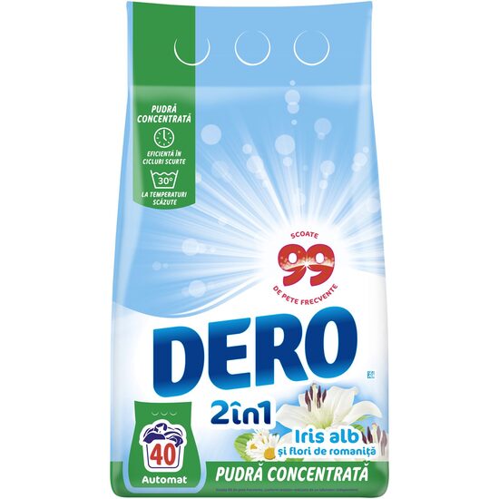 Detergent rufe gel Dero 2 în 1 Automat, Iris Alb, 3 kg