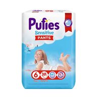 Scutece Pufies Pants Extra Large Sensitive, nr. 6, 38 buc