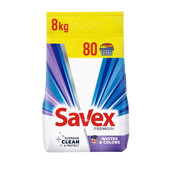 Detergent rufe Savex 2-în-1 Whites & Colors, 8 kg
