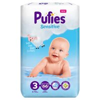 Scutece Pufies Midi Sensitive, nr. 3, 66 buc