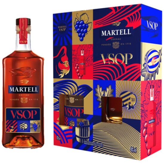 Cutie cadou Coniac Martell VSOP + 2 pahare, 0,7 L