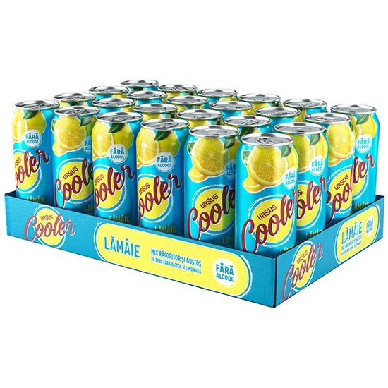 24 x Bere Ursus Cooler cu aromă de lămâie, doză, 0.5 L