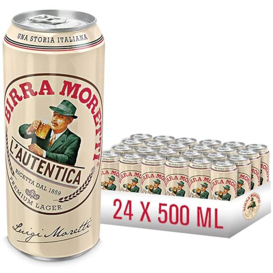 24 x Bere Birra Moretti, doză, 0.5 L