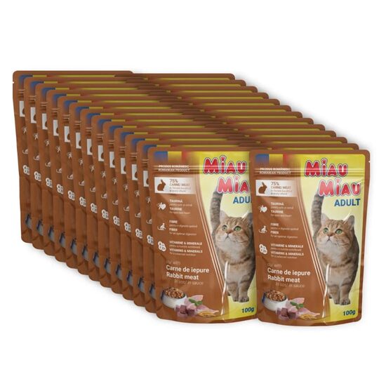 24 x Hrană umedă Miau Miau cu iepure, 100 g