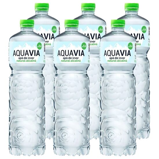 6 x Apă plată Aquavia Natural Alcalină, 1 L